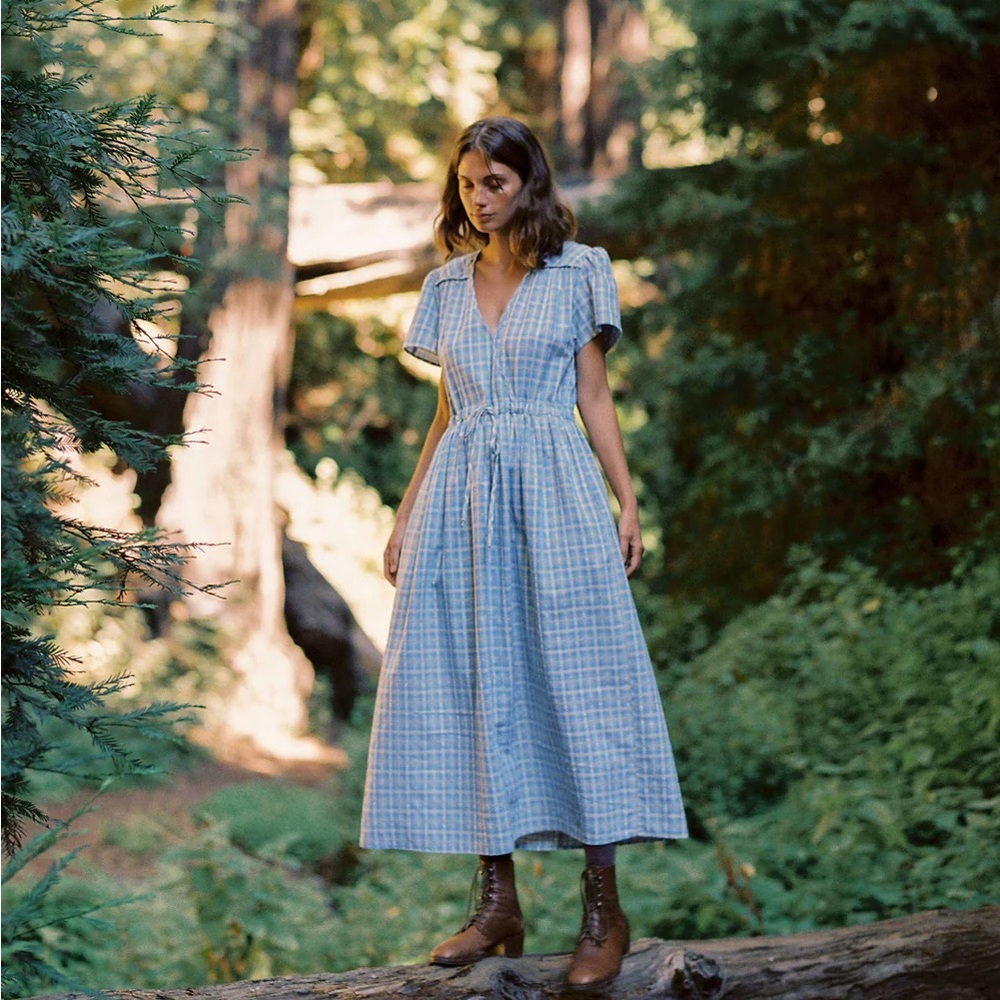ISO Christy Dawn Dawn Dress in Cornflower Basketweave, Size small